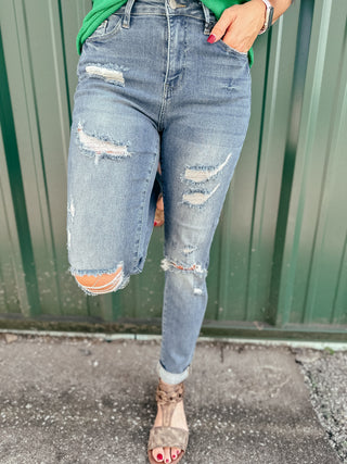Floyd Boyfriend Fit Destroyed Jeans-Jeans-Judy Blue-Motis & Co Boutique, Women's Fashion Boutique in Carthage, Missouri