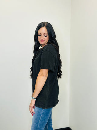 Beck Black Vintage Washed Tee-T-shirt-POL-Motis & Co Boutique, Women's Fashion Boutique in Carthage, Missouri
