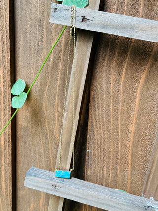 Gold Kingman Turquoise Bar Necklace-Necklaces-Motis & CO-Motis & Co Boutique, Women's Fashion Boutique in Carthage, Missouri
