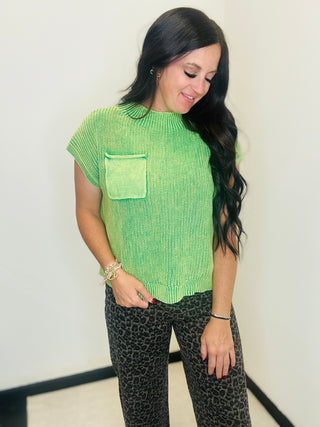 Mallory Green Mock Neck Cap Sleeve Top-Short Sleeves-Jodifl-Motis & Co Boutique, Women's Fashion Boutique in Carthage, Missouri