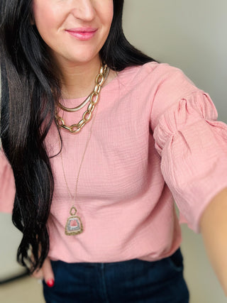 Angel Wings Casual Gauze Top Blush-Short Sleeves-Very J-Motis & Co Boutique, Women's Fashion Boutique in Carthage, Missouri