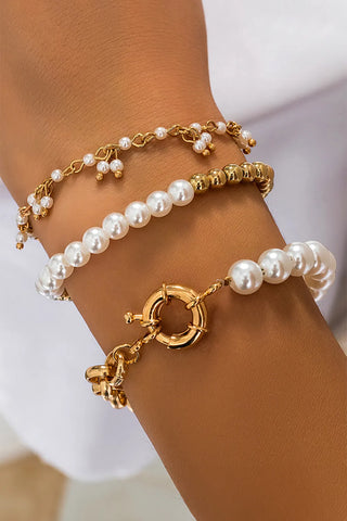 Gold and Pearl Chain Bracelet Set-Bracelets-Motis & CO-Motis & Co Boutique, Women's Fashion Boutique in Carthage, Missouri