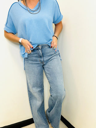 Judy Blue Marty Vintage Wash Retro Wide Leg Jeans-Jeans-Judy Blue-Motis & Co Boutique, Women's Fashion Boutique in Carthage, Missouri