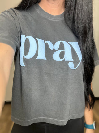 Puffy Pray Gray Boxy Tee-Graphic Tees-Poppy & Pine-Motis & Co Boutique, Women's Fashion Boutique in Carthage, Missouri