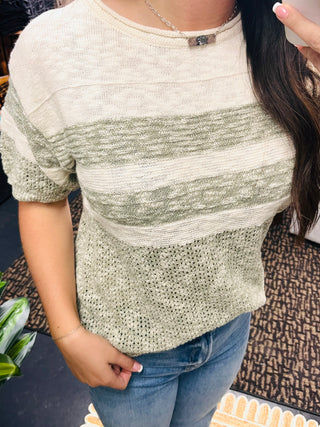 Norma Half Sleeve Olive Sweater-Short Sleeves-staccato-Motis & Co Boutique, Women's Fashion Boutique in Carthage, Missouri