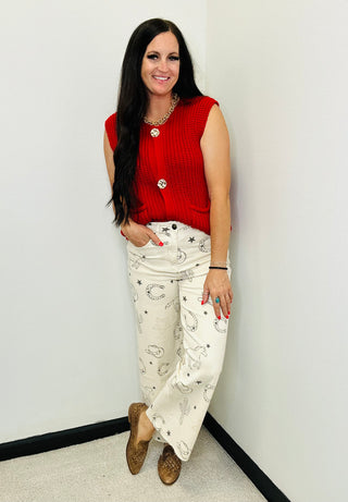 Marshall Western Print Twill Pants Cream-Pants-EASEL-Motis & Co Boutique, Women's Fashion Boutique in Carthage, Missouri