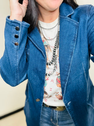 Donna Denim Blazer-Blazers-Risen-Motis & Co Boutique, Women's Fashion Boutique in Carthage, Missouri