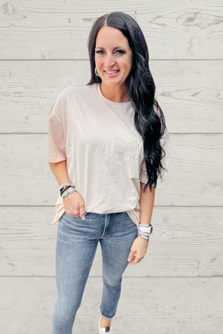 Ivy Oversized Zenana Boyfriend Tee Cream Pink-Short Sleeves-Zenana-Motis & Co Boutique, Women's Fashion Boutique in Carthage, Missouri