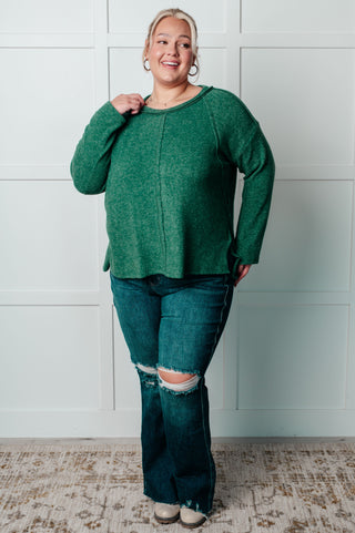 Simple Silhouette Brushed Hacci Sweater in Dark Green-Tops-Ave Shops-Motis & Co Boutique, Women's Fashion Boutique in Carthage, Missouri