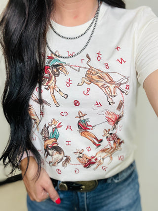 Cowboy Roundup Tan Graphic Tee XOXO Art Co-Graphic Tees-XOXO ART & Co-Motis & Co Boutique, Women's Fashion Boutique in Carthage, Missouri