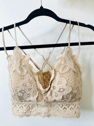 Cherish Tan Crochet Lace Bralette-Tanks-MOTIS-Motis & Co Boutique, Women's Fashion Boutique in Carthage, Missouri