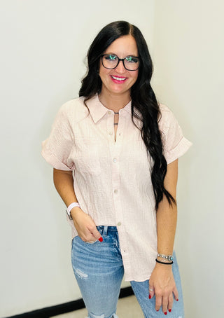 Sydney Blush Short Sleeve Blouse-Short Sleeves-Very J-Motis & Co Boutique, Women's Fashion Boutique in Carthage, Missouri