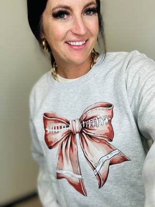 Football Bow Game Day Sweatshirt-graphic Sweatshirt-Dash Forward-Motis & Co Boutique, Women's Fashion Boutique in Carthage, Missouri
