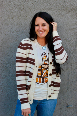 Hazel Striped Button Front Cardigan-Cardigans-staccato-Motis & Co Boutique, Women's Fashion Boutique in Carthage, Missouri