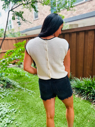 Shania Cream Short Sleeve Sweater Top-Sweaters-blu pepper-Motis & Co Boutique, Women's Fashion Boutique in Carthage, Missouri