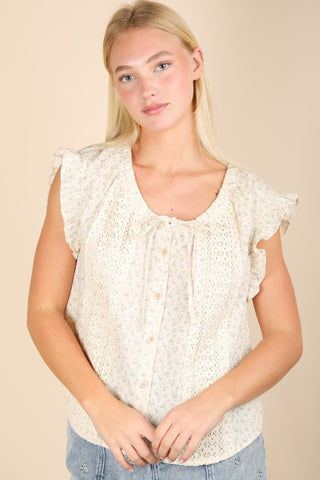 Picnic Petal Lace Detail Top-Blouses-Ave Shops-Motis & Co Boutique, Women's Fashion Boutique in Carthage, Missouri