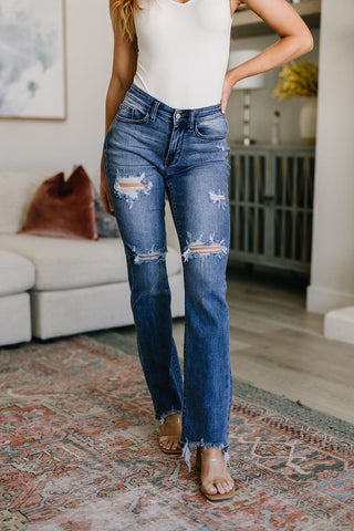 O'Hara Destroyed Straight Jeans-Jeans-Ave-Motis & Co Boutique, Women's Fashion Boutique in Carthage, Missouri