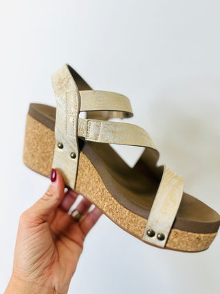 Corky's Gold Spring Fling Wedges-Mules-Corkys-Motis & Co Boutique, Women's Fashion Boutique in Carthage, Missouri