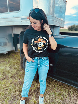 Long Live The Hippies And The Cowboys Graphic Tee-Graphic Tees-Rodeo Hippie-Motis & Co Boutique, Women's Fashion Boutique in Carthage, Missouri