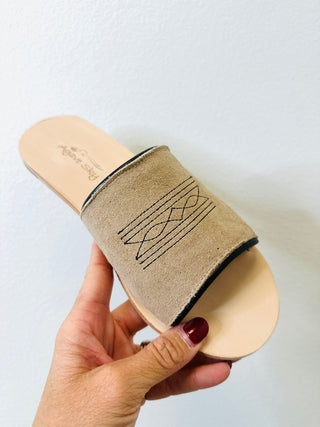 Nadia Sand Western Boot Stitch Slides-Sandals-Agave Sky-Motis & Co Boutique, Women's Fashion Boutique in Carthage, Missouri