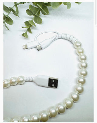 Pearl Beaded Phone Charger-Phone Accessories-Kaydee Lynn-Motis & Co Boutique, Women's Fashion Boutique in Carthage, Missouri