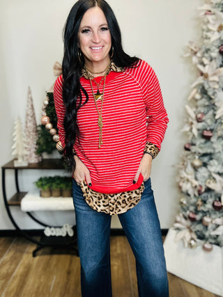 Nora Red Striped Pullover Knit Sweater-Sweaters-staccato-Motis & Co Boutique, Women's Fashion Boutique in Carthage, Missouri