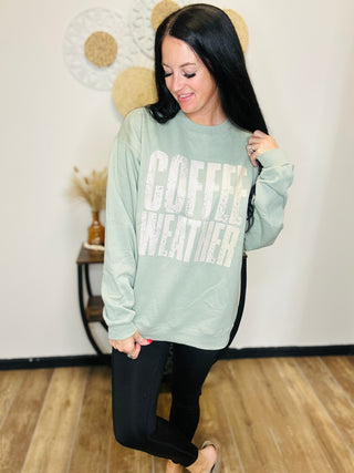Coffee Weather Long Sleeve Graphic Sweatshirt-graphic Sweatshirt-Motis-Motis & Co Boutique, Women's Fashion Boutique in Carthage, Missouri