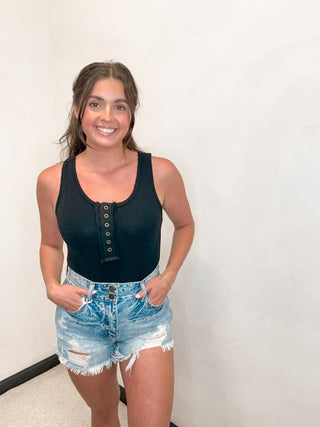 Pol Black Ribbed Tank Bodysuit-Tanks-MOTIS-Motis & Co Boutique, Women's Fashion Boutique in Carthage, Missouri