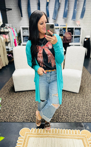 Just a Girl Western Bow Tee-Graphic Tees-sterling kreek-Motis & Co Boutique, Women's Fashion Boutique in Carthage, Missouri