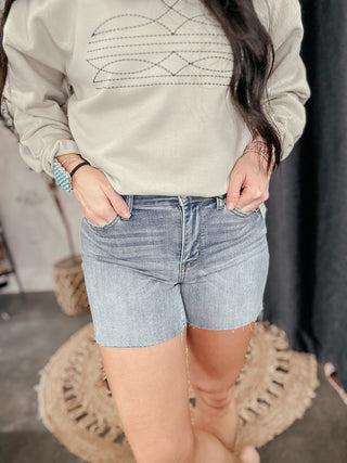 Willie Mid Rise Judy Blue Cutoff Shorts-Shorts-Judy Blue-Motis & Co Boutique, Women's Fashion Boutique in Carthage, Missouri