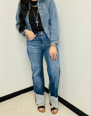 Risen Braxon Wide Cuff Ankle Jeans-jeans-Risen-Motis & Co Boutique, Women's Fashion Boutique in Carthage, Missouri
