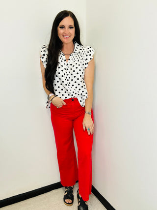 Oliver Red Wide Leg Pants-pants-EASEL-Motis & Co Boutique, Women's Fashion Boutique in Carthage, Missouri