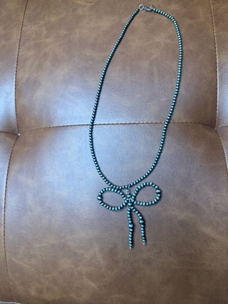Cowboy Pearl Silver Bow Necklace-Necklaces-Western Elite-Motis & Co Boutique, Women's Fashion Boutique in Carthage, Missouri