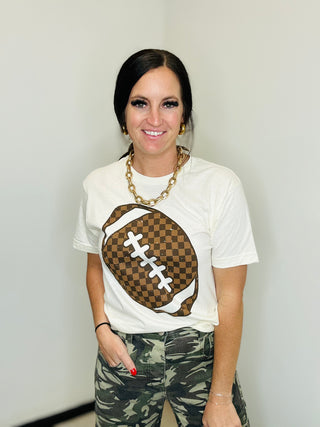 Checkered Football Game Day Graphic Tee-Graphic Tees-P&PD-Motis & Co Boutique, Women's Fashion Boutique in Carthage, Missouri