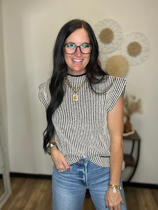 Finley Black Ribbed Knit Sweater Vest-Sweaters-Very J-Motis & Co Boutique, Women's Fashion Boutique in Carthage, Missouri