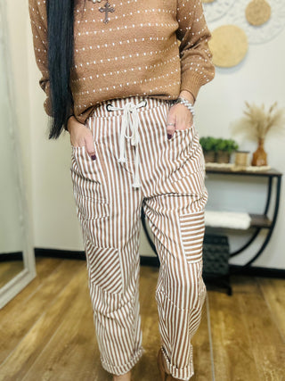 Stripe Patchwork Cropped Barrel Pants - Silas-Pants-Anniewear-Motis & Co Boutique, Women's Fashion Boutique in Carthage, Missouri