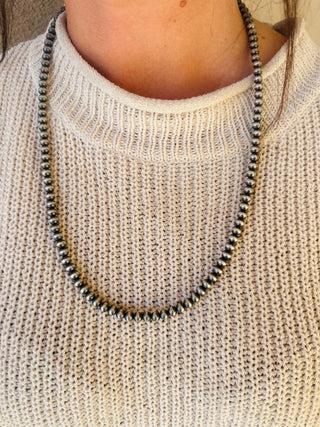 103-Authentic Sterling Silver 6MM Bead Necklace 24"-Necklaces-Motis & CO-Motis & Co Boutique, Women's Fashion Boutique in Carthage, Missouri