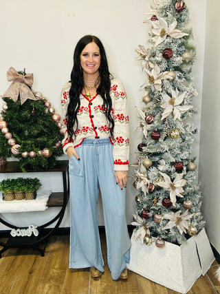 Fawn Floral Button Up Sweater Cardigan-Cardigans-Very J-Motis & Co Boutique, Women's Fashion Boutique in Carthage, Missouri