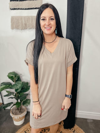 Moms Day Out T-Shirt Dress Mocha-Dresses-Zenana-Motis & Co Boutique, Women's Fashion Boutique in Carthage, Missouri