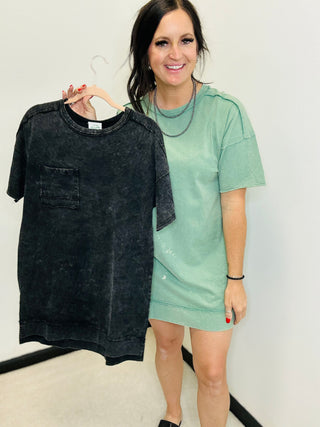 Gabby Vintage Washed Shift Dress Black-Dresses-Very J-Motis & Co Boutique, Women's Fashion Boutique in Carthage, Missouri