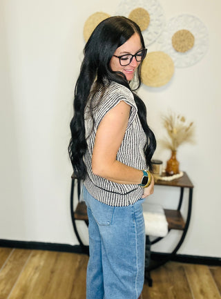 Finley Black Ribbed Knit Sweater Vest-Sweaters-Very J-Motis & Co Boutique, Women's Fashion Boutique in Carthage, Missouri