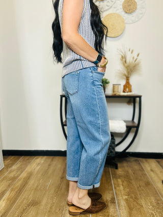 Jude Crop Mild Barrel Risen Jeans-Jeans-Risen-Motis & Co Boutique, Women's Fashion Boutique in Carthage, Missouri