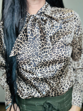 Willow Wild Satin Tie Neck Blouse-Long Sleeves-2 Fly-Motis & Co Boutique, Women's Fashion Boutique in Carthage, Missouri