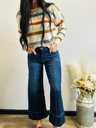 Rip Tummy Control Crop Wide Leg-Jeans-Risen-Motis & Co Boutique, Women's Fashion Boutique in Carthage, Missouri