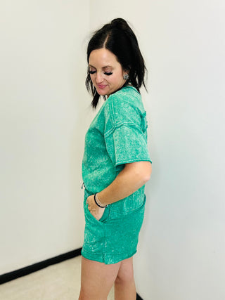 Mack Mineral Wash Knit Short Set Green-Sets-Very j-Motis & Co Boutique, Women's Fashion Boutique in Carthage, Missouri