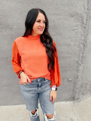 Oliva Orange Long Sleeved Top-Long Sleeves-MOTIS-Motis & Co Boutique, Women's Fashion Boutique in Carthage, Missouri