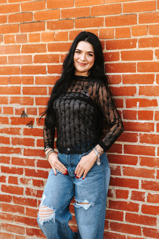 Lariat Lace Top Midnight-Tops-2 Fly-Motis & Co Boutique, Women's Fashion Boutique in Carthage, Missouri