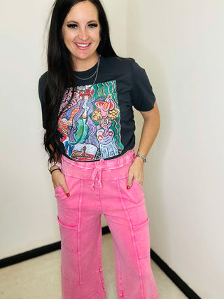 Theo Pink Wide Leg Terry Knit Pants-Pants-EASEL-Motis & Co Boutique, Women's Fashion Boutique in Carthage, Missouri