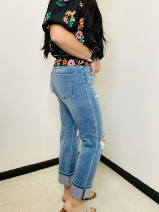 Axel Tummy Control Risen Straight Cuff Jeans-jeans-Risen-Motis & Co Boutique, Women's Fashion Boutique in Carthage, Missouri