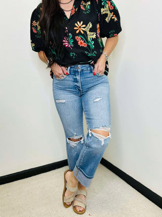 Axel Tummy Control Risen Straight Cuff Jeans-jeans-Risen-Motis & Co Boutique, Women's Fashion Boutique in Carthage, Missouri
